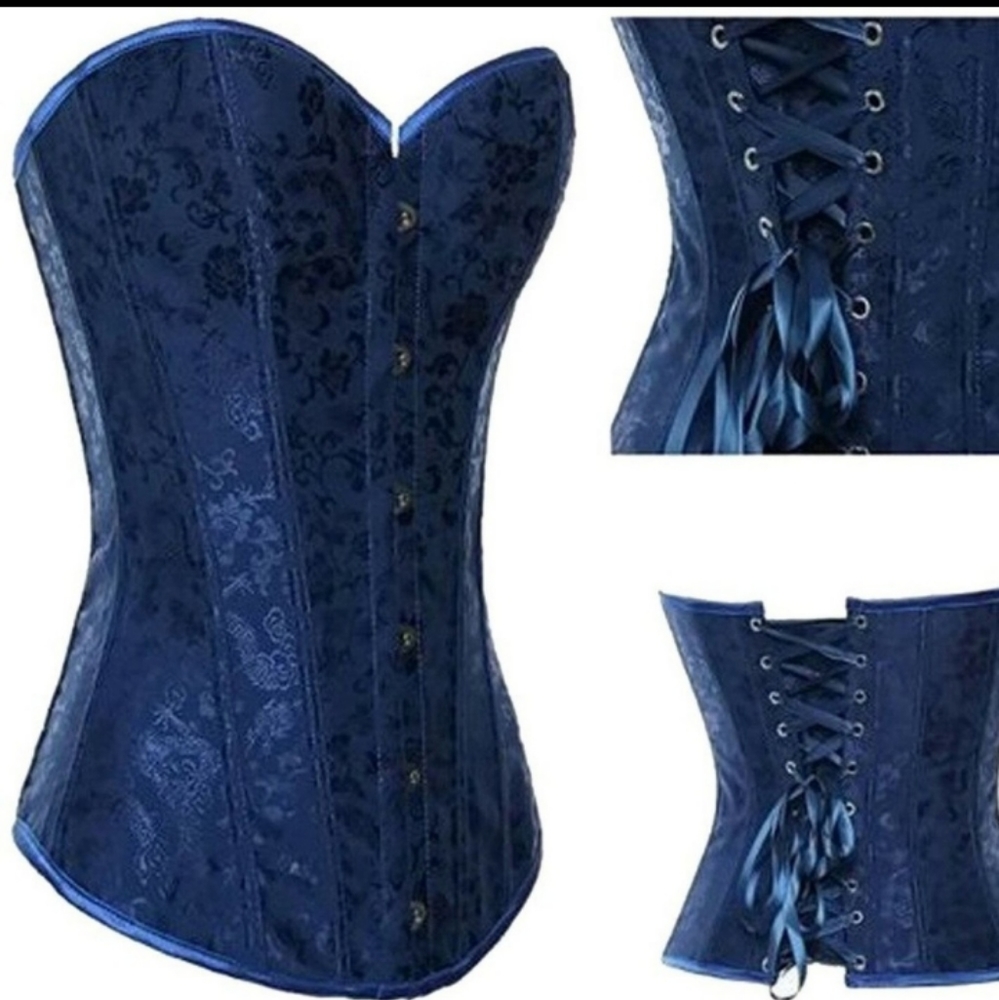 Agent Provocateur Embroidered Blue Silk Corset
